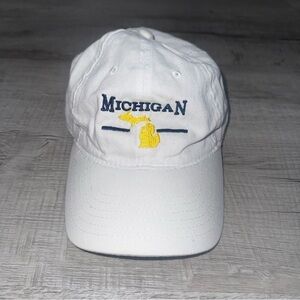 White Embroidered Michigan Strap Back Hat Cap Fahrenheit 100% Cotton Adult OSFA